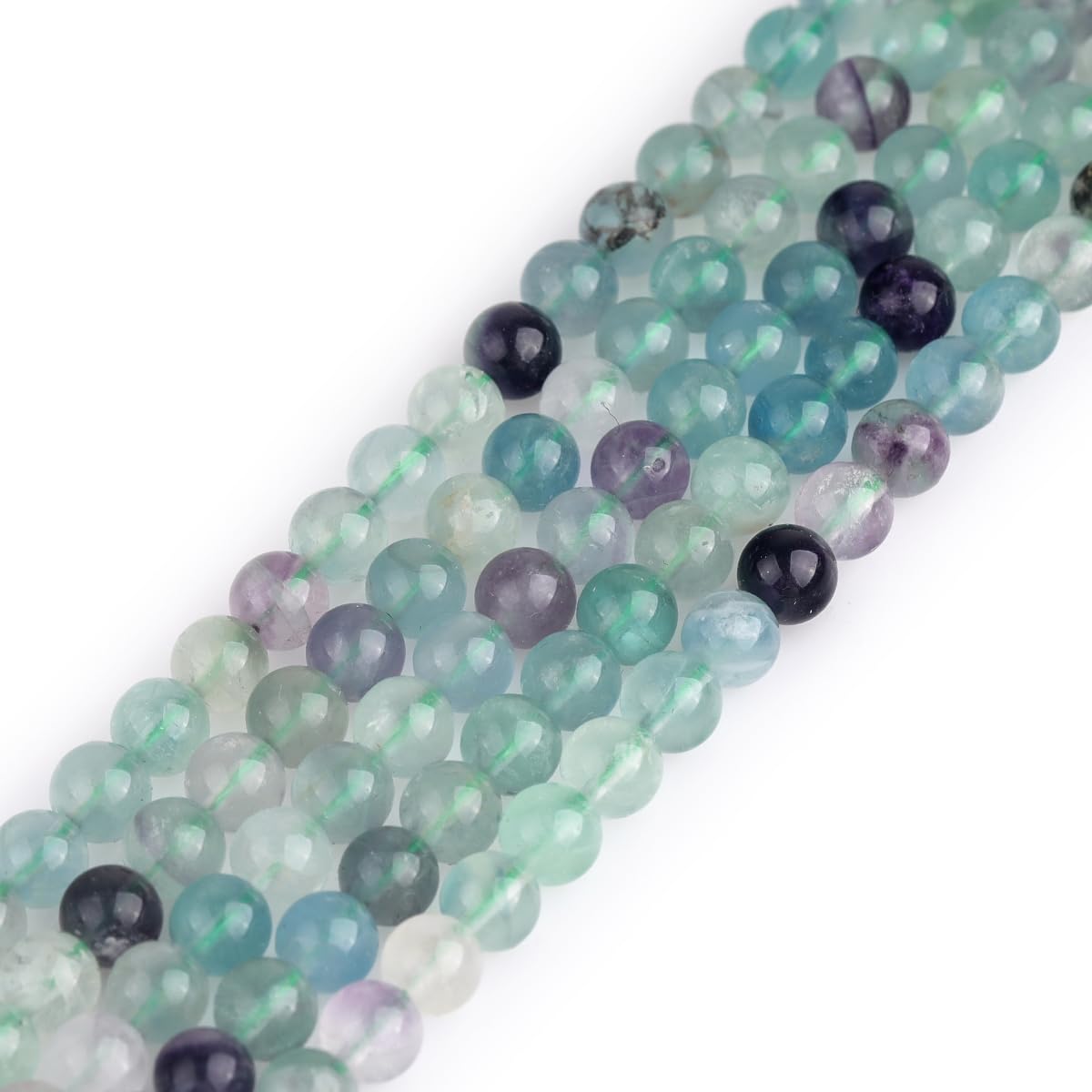 GEM-Inside Natural 6mm Mixed Color Fluorite Round Gemstone Semi Precious Loose Beads for Jewellery Making 15''