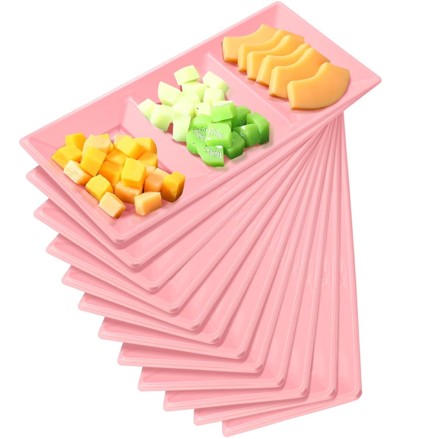 Ziliny 20pcs Black 3 Section Serving Tray 15 x 7 in Plastic