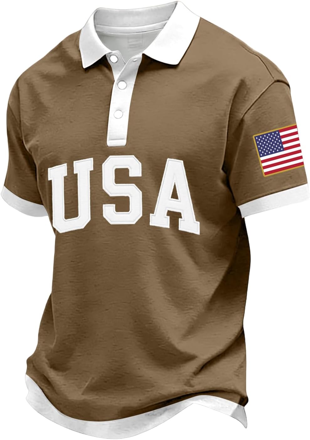Ymosrh Men's Polo Shirts Short Sleeve USA Flag Print Performance Patriotic Collar Shirt Summer for Men, M-3XL