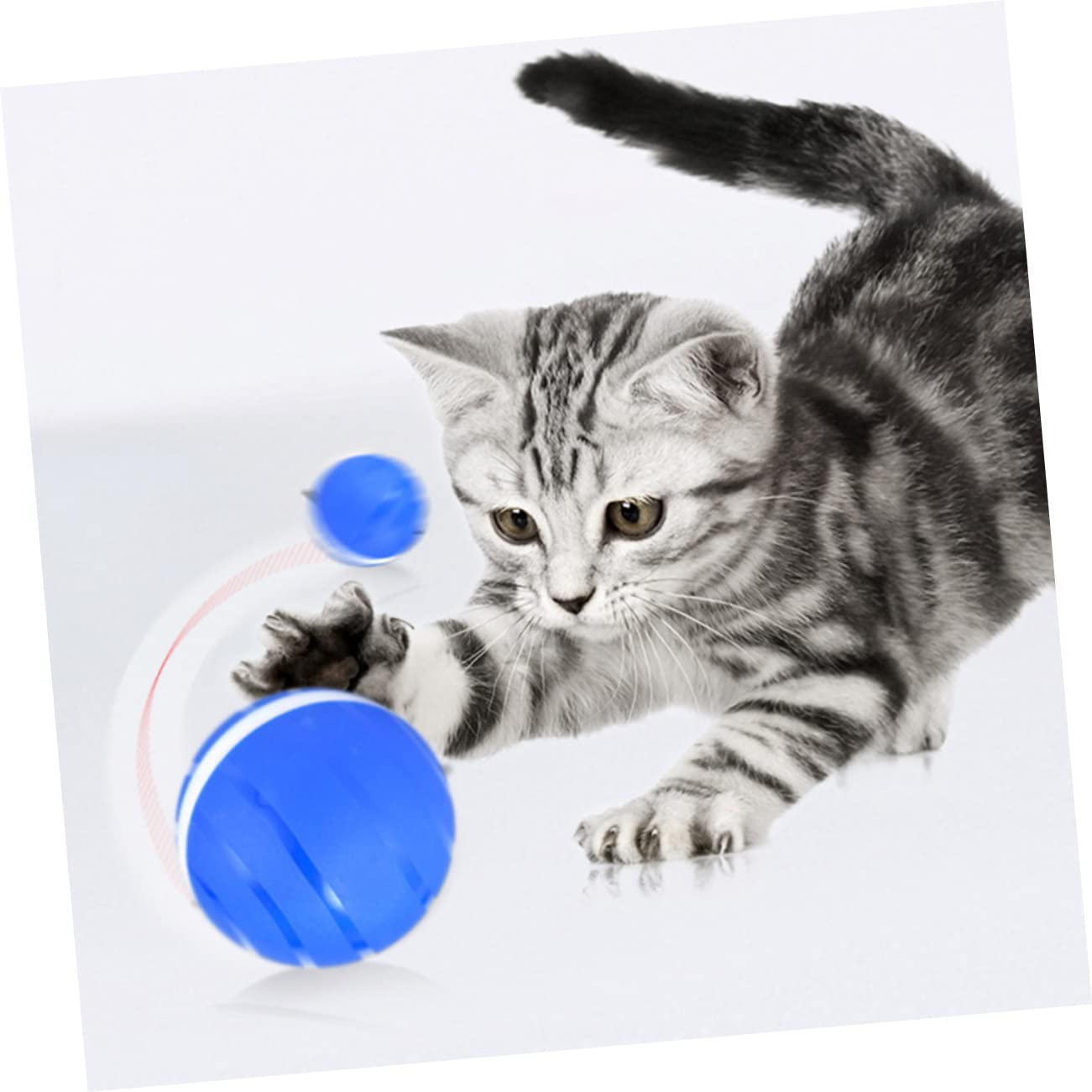 HEMOTON Interaktives Katzenspielzeug USB Ball aus Abs mit Selbstrollender Kugel in Blau gegen Langeweile und Angst für Spielerische Katzenunterhaltung Zuhause