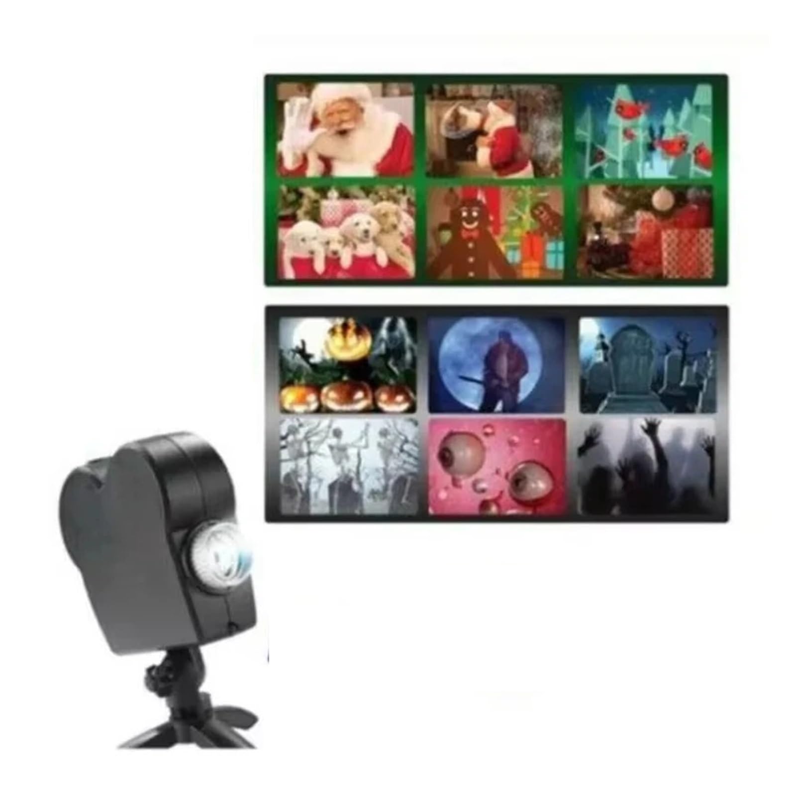 Projektor Weihnachten, Weihnachts- und Halloween-Fensterprojektorlichter, Wechsel zwischen 6 Weihnachten und 6 Halloween, verwandelt Ihre Fenster in einen Film