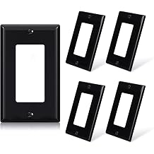 ELEGRP Decorative Receptacle Wall Plate, 1-Gang Standard Size Outlet Decorator Cover, Unbreakable Polycarbonate Dual Port Faceplates Covers, UL Listed, Screws included 5 Pack, Glossy Black