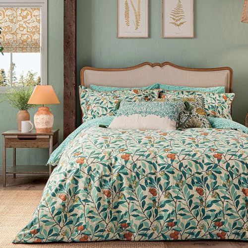 William Morris Abrutus Bedding in TurquoiseBedding: Duvet Cover & 2 Oxford Pillowcase Set, Super King 260x220cm