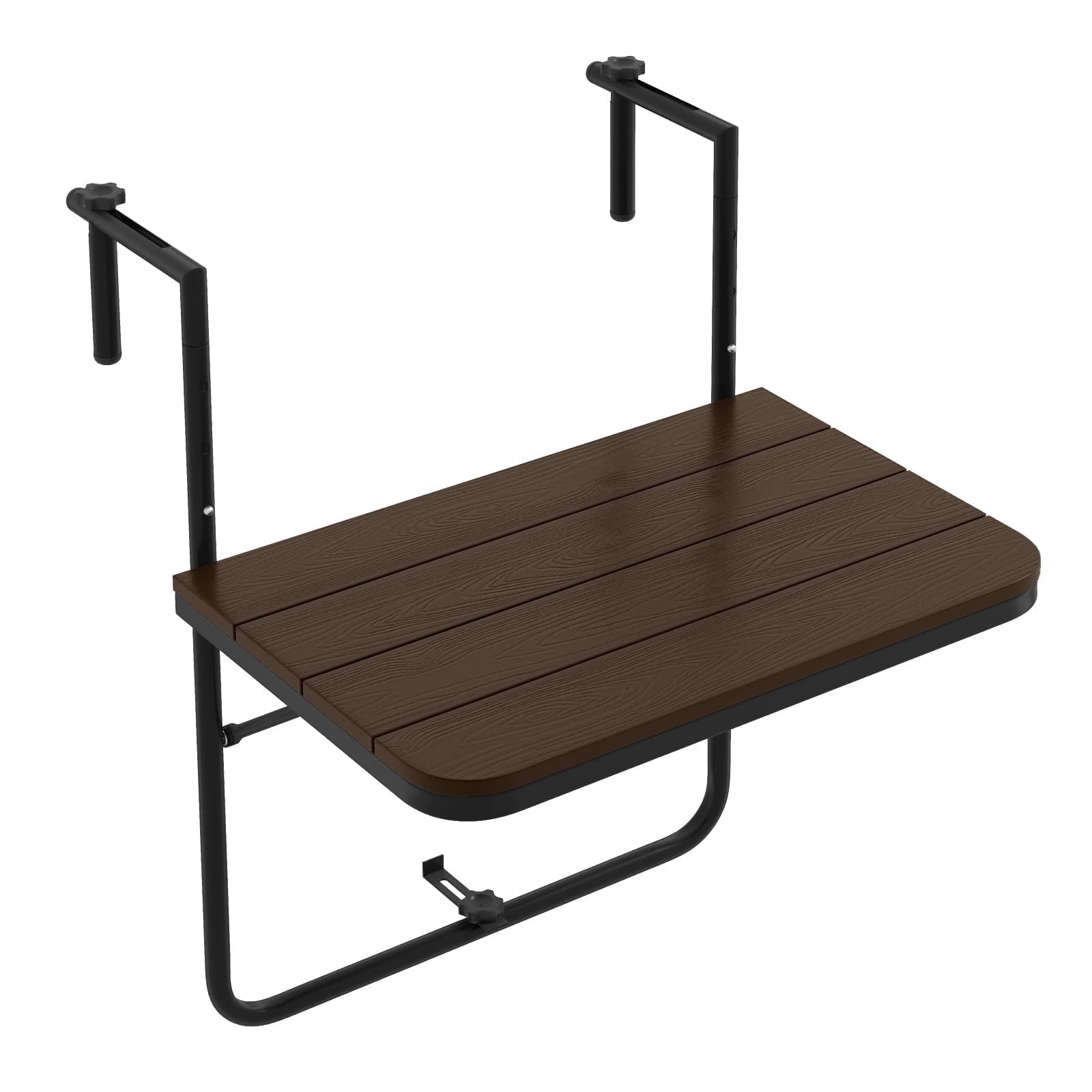 FANTASK Table de Balcon à Suspendre - Pliable - Hauteur réglable sur 3 Niveaux - 60 x 40 cm - Café