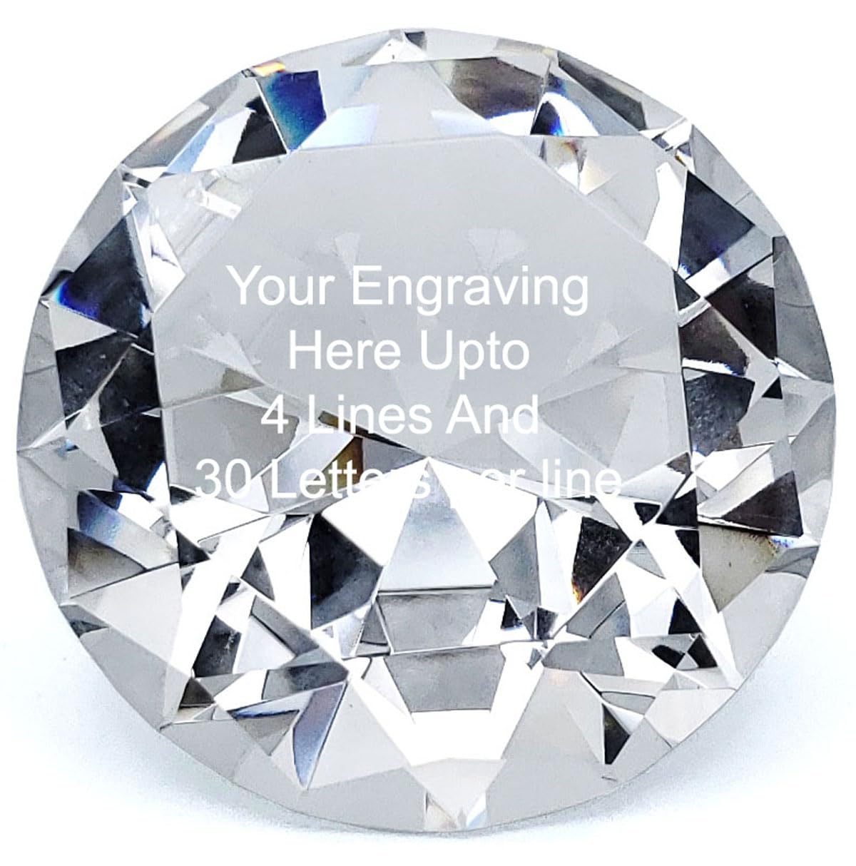 Custom Personalized Crystal Diamond Engraved Paperweight (Clear)