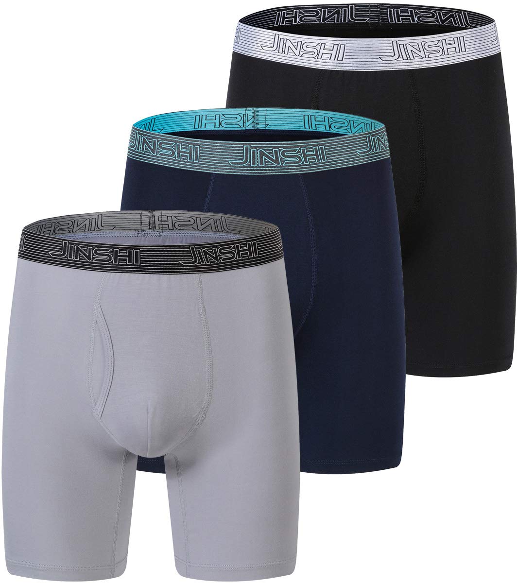 JINSHIMen's Underwear Comfort Soft Bamboo Long Boxer Briefs