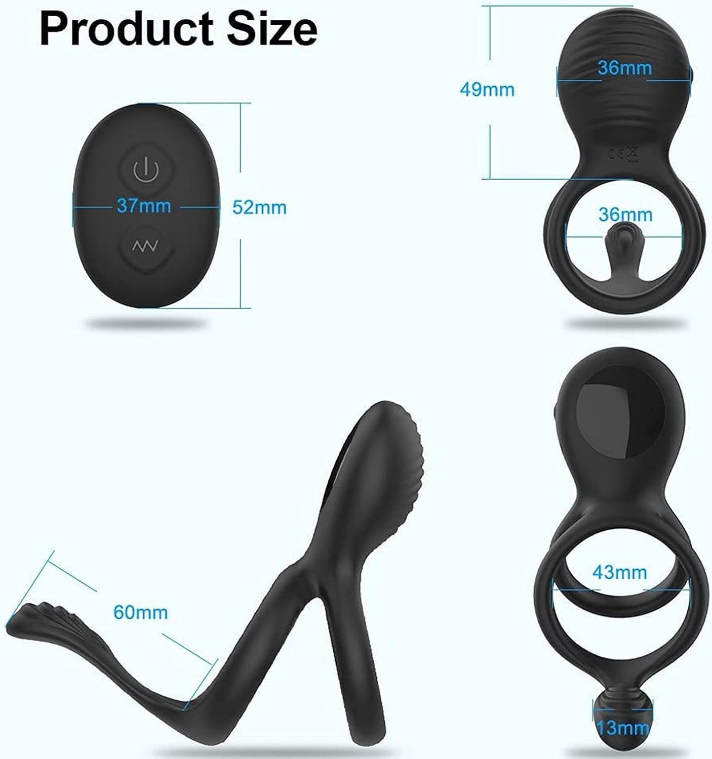 Bague pour homme, avec télécommande, vibromasseur rechargeable