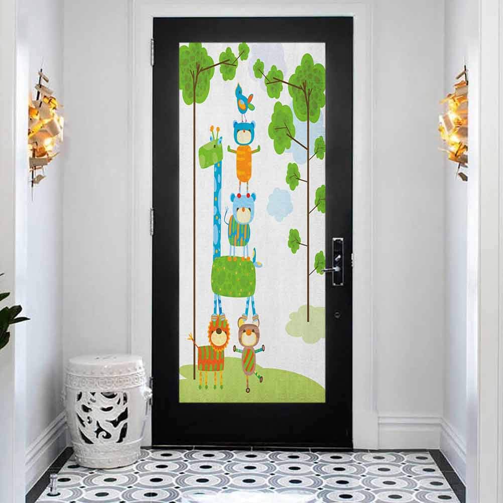 3D Door Wall Mural Wallpaper Stickers, Nursery Funny Cute