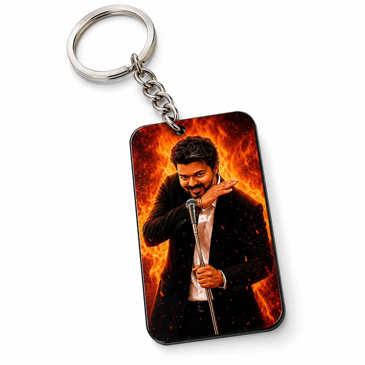 TVK Vijay Wooden Keychain | Thalapathy Vijay Printed Wooden Key Ring for Bags, Wallets & Keys | Tamil Actor Merchandise Gift for Fans & Collectors-image-33