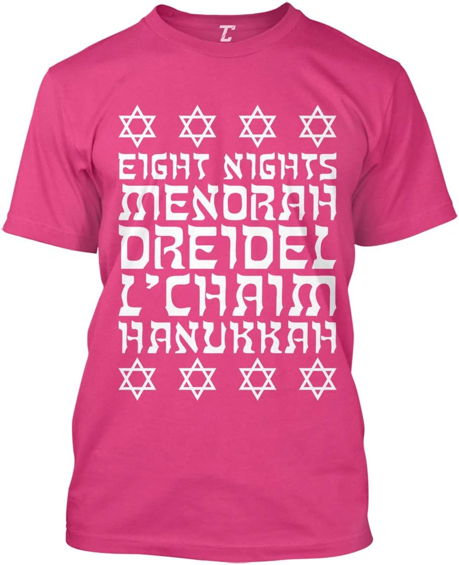 Eight Nights Menorah Dreidel L'Chaim Hanukkah Men's T-Shirt