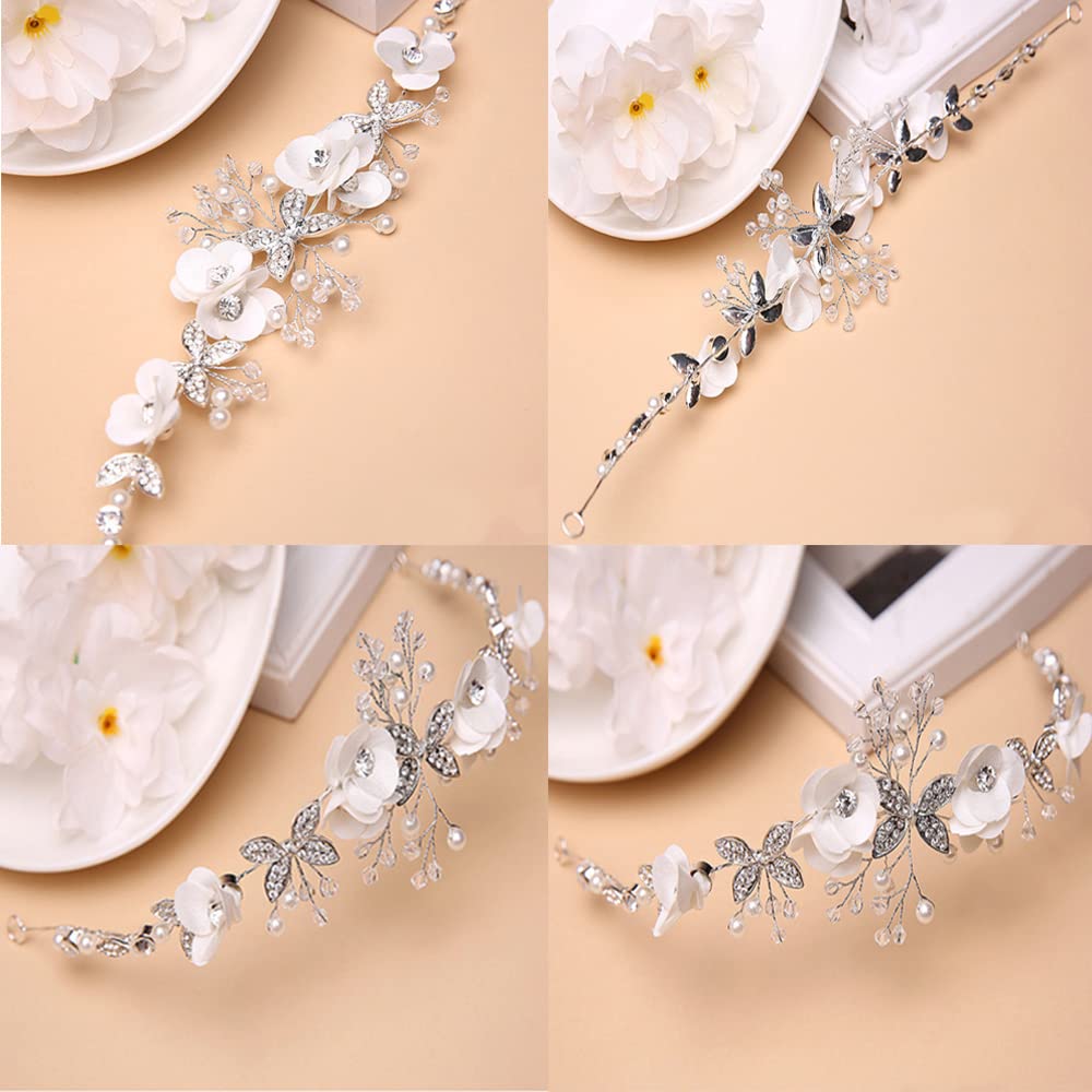 Fascia per Capelli da Comunione con Fiore Bianco Coroncina da Principessa in Cristallo Accessori per Capelli Accessori per Capelli Principessa Cerchietto per Capelli da Sposa