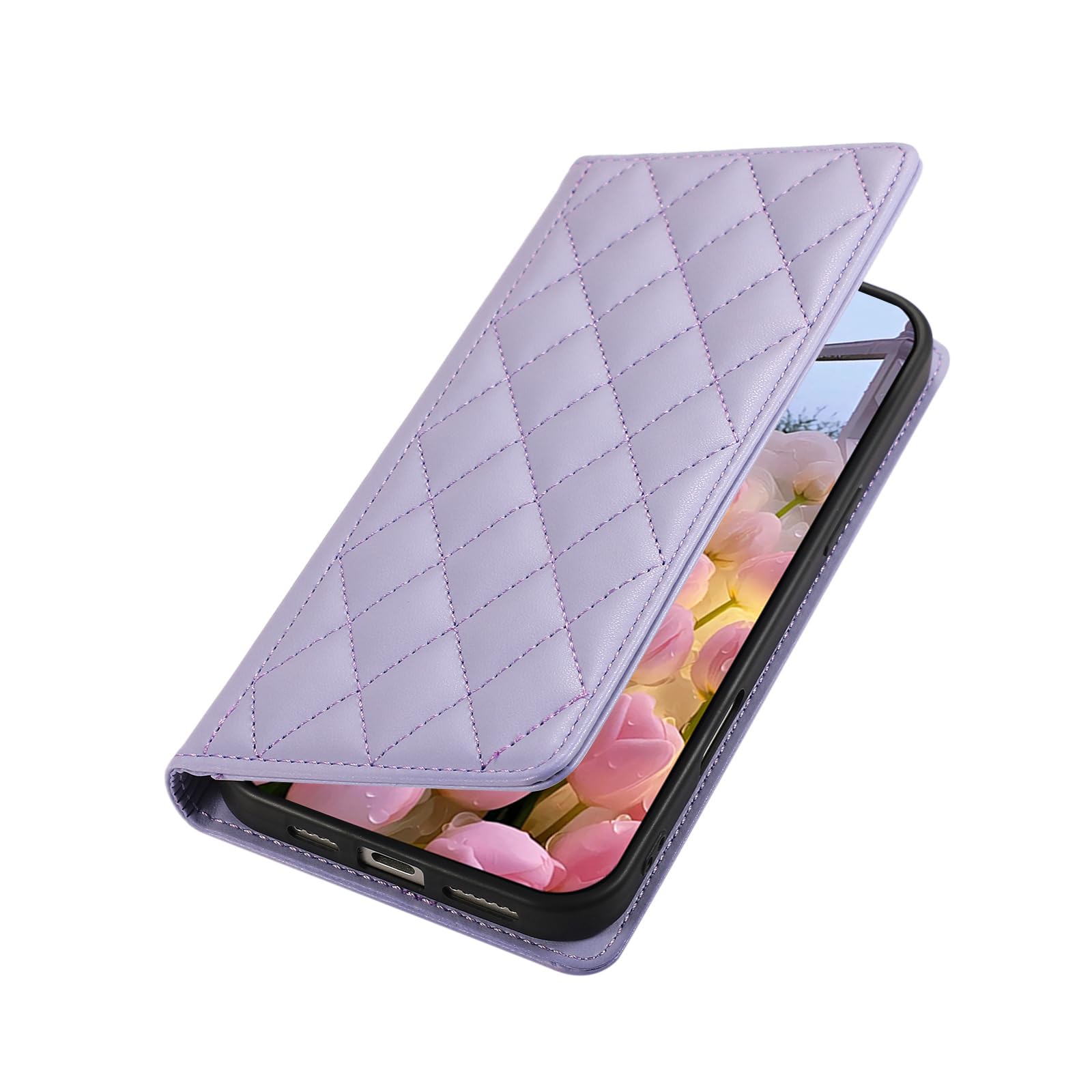 Etui crossbody do iPhone 17 Pro Max/17 Pro/17 Air/17, etui z klapką z uchwytem na karty, podpórka, stylowa skórzana osłona, fioletowe, 17