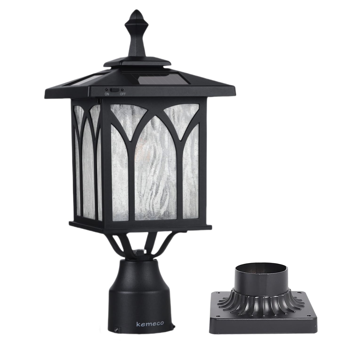 Kemeco Solar Post Light Outdoor Cast Aluminum LED Lamp Fixture with 3-Inch Fitter Base for Yard Garden Post Pole Gates Pillar Mount Landscape Driveway Decor