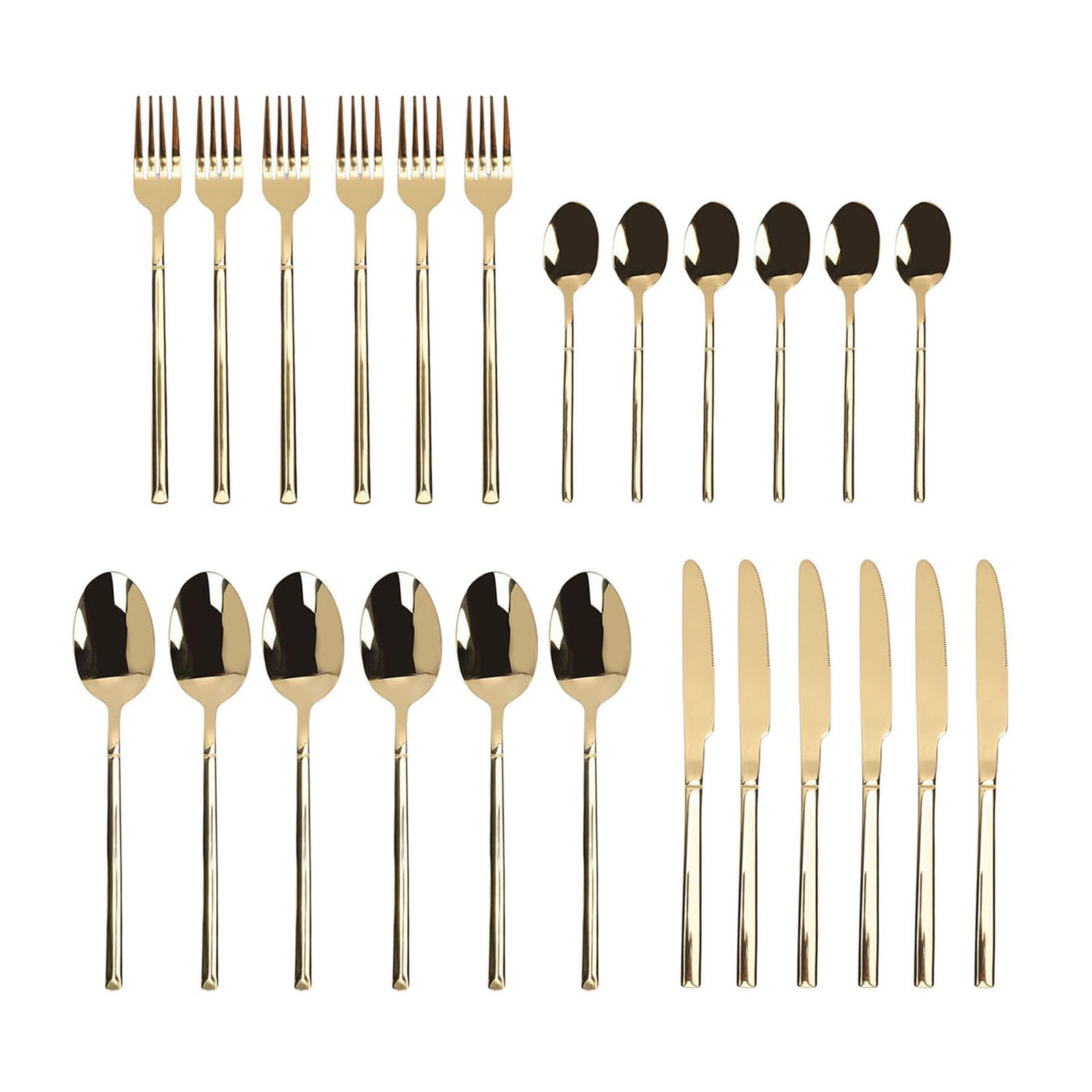 POENVFPO Set di Posate in Acciaio Inox, Utensili 18/10 (GOLD)