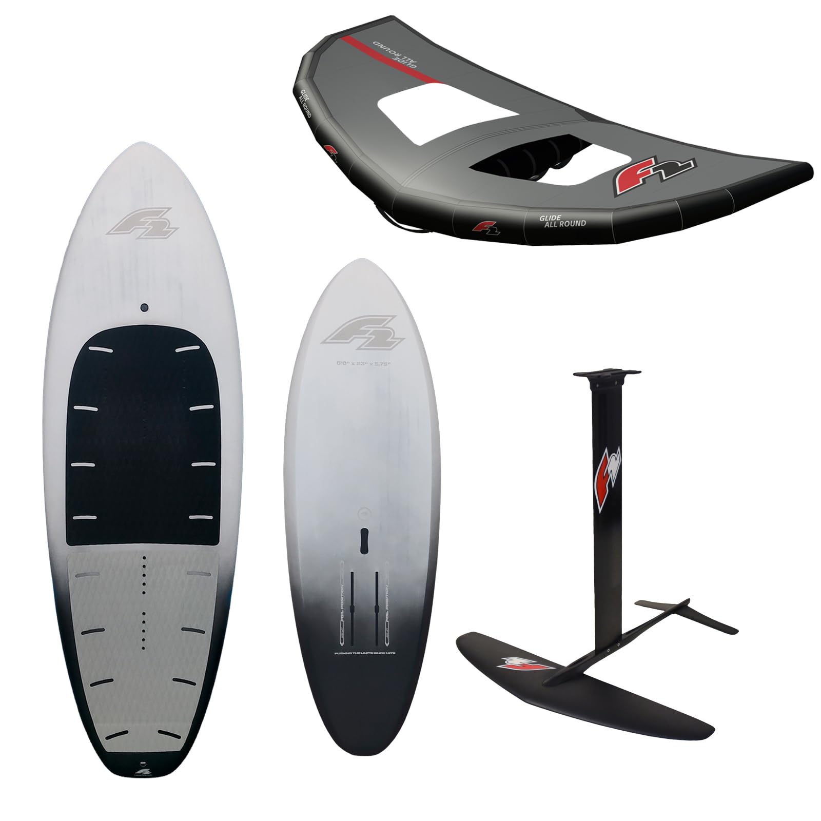 F2 Set Foilboard Starlit Team Grau 115L + Alu Foil 2000 + Wing 4qm