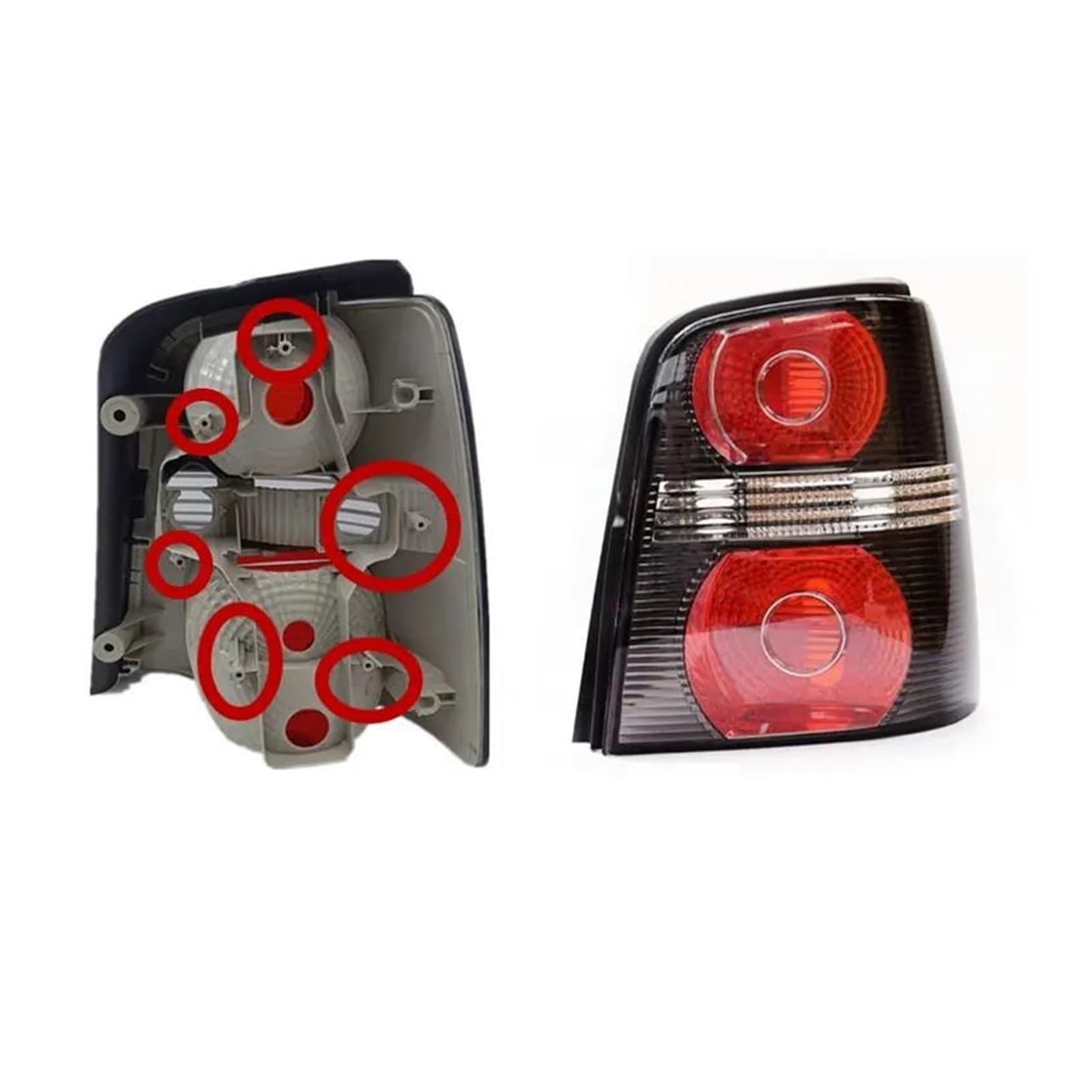 Luz Trasera para VW para Touran 2011-2015 Cubierta Luz Trasera Carcasa Luz Coche Sin Bombillas Piezas Automóvil Luz Trasera Lámpara Señal Reflector Parachoques Trasero(Only Right4)