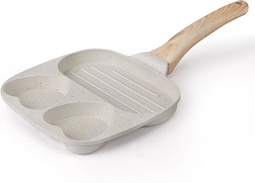 Aimeryup Sartén antiadherente para huevos de 4 tazas, sartén de huevo sin óxido, versátil sartén de desayuno para hamburguesas, tortillas,
