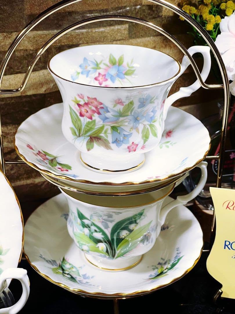 クリームフラワーカップ&ソーサー 5客 セット