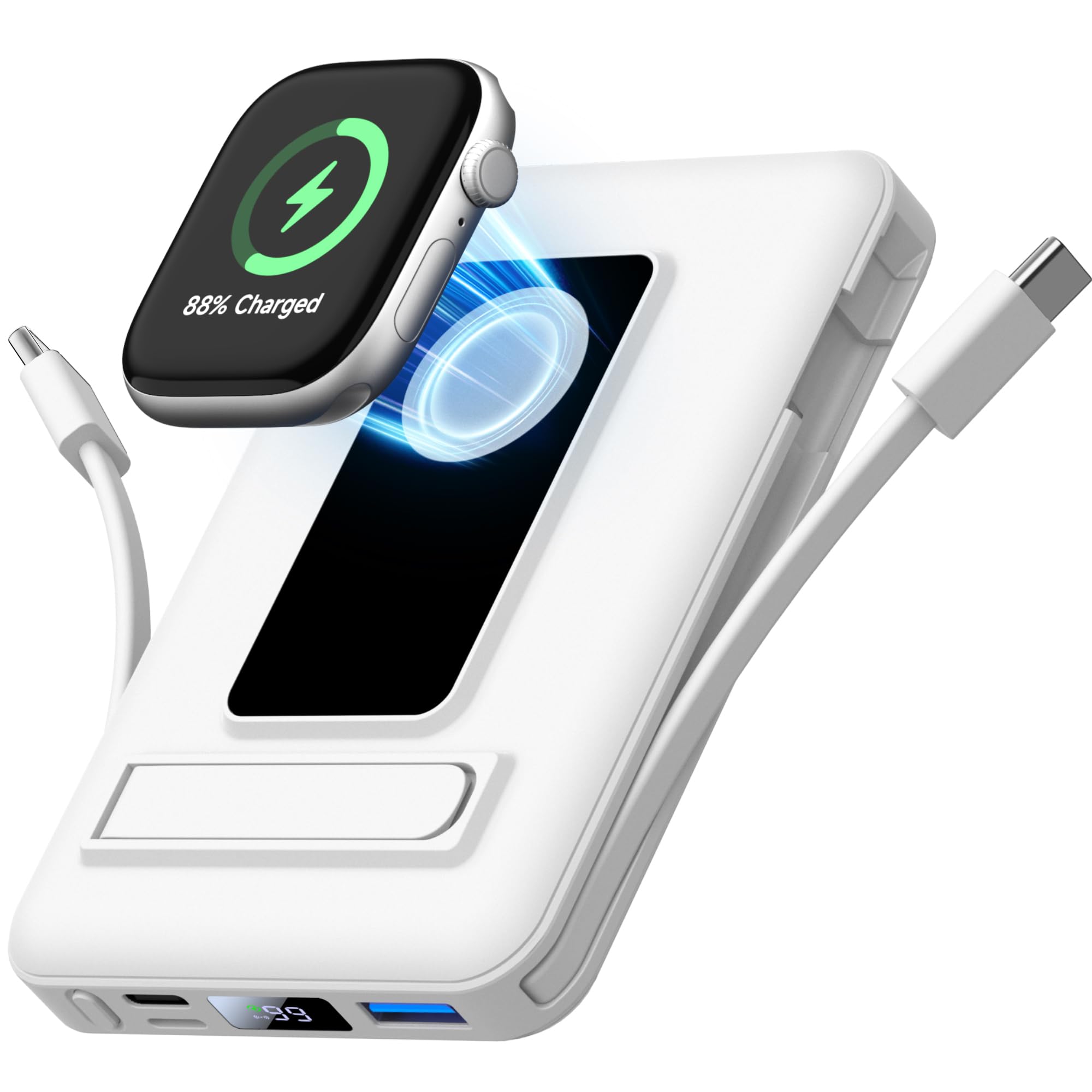 Vexnara per Power Bank iPhone,10000mAh Caricatore Portatile Magnetico Powerbank per Magsafe,Ricarica Rapida da 20W Batteria Esterna Wireless e Supporto per iPhone 17/16/15/14/13/12/Apple Watch Series