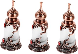 minkissy 3 Pçs Frasco De Perfume Frasco De Óleo Decoração De Metal Frasco De Perfume Portátil Decoração Retrô Frasco De Perfume Recarregável Frasco De Óleo Vintage Para