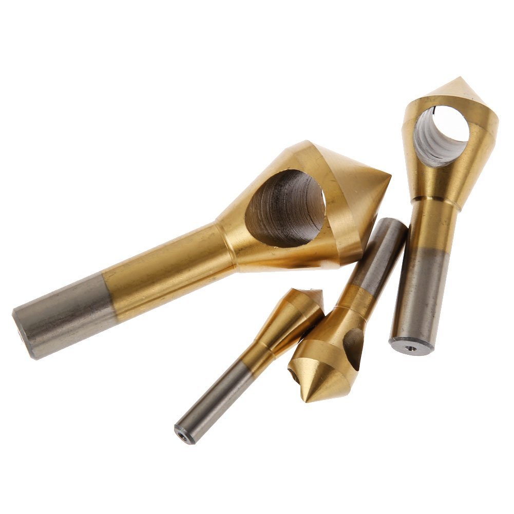 Broca avellanadora de Cobalto, Broca avellanadora con Orificio, Juego de 4 Brocas para desbarbar y chaflanar, Brocas para Madera, Metal y plástico, 2-5 mm, 5-10 mm, 10-15 mm, 15-20 mm