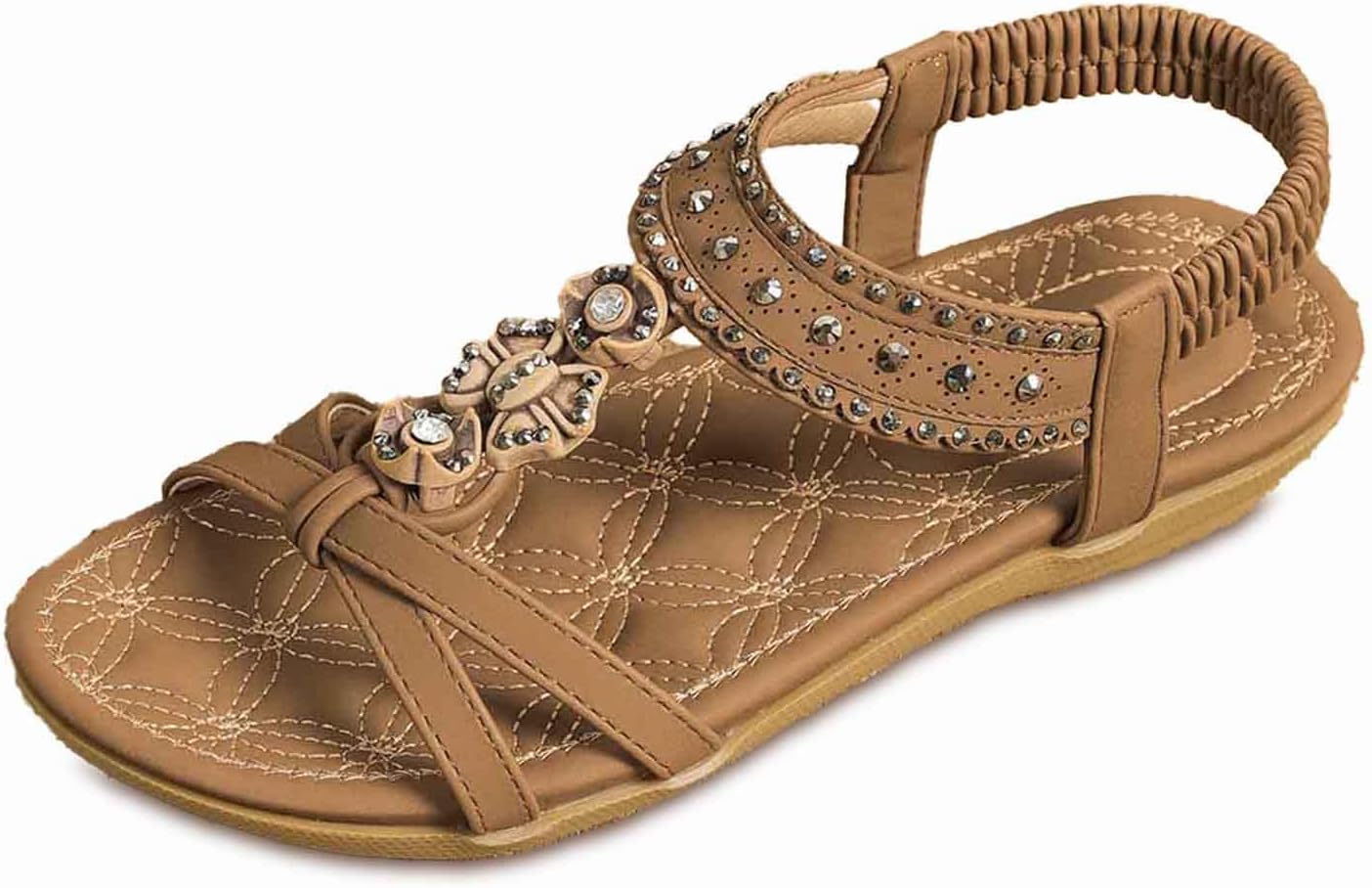 Sandali Piatti Bohemien Con Fiori – Infradito Estivi Comodi Per Donna, Suola Morbida, Taglie AS 35-43 - 4