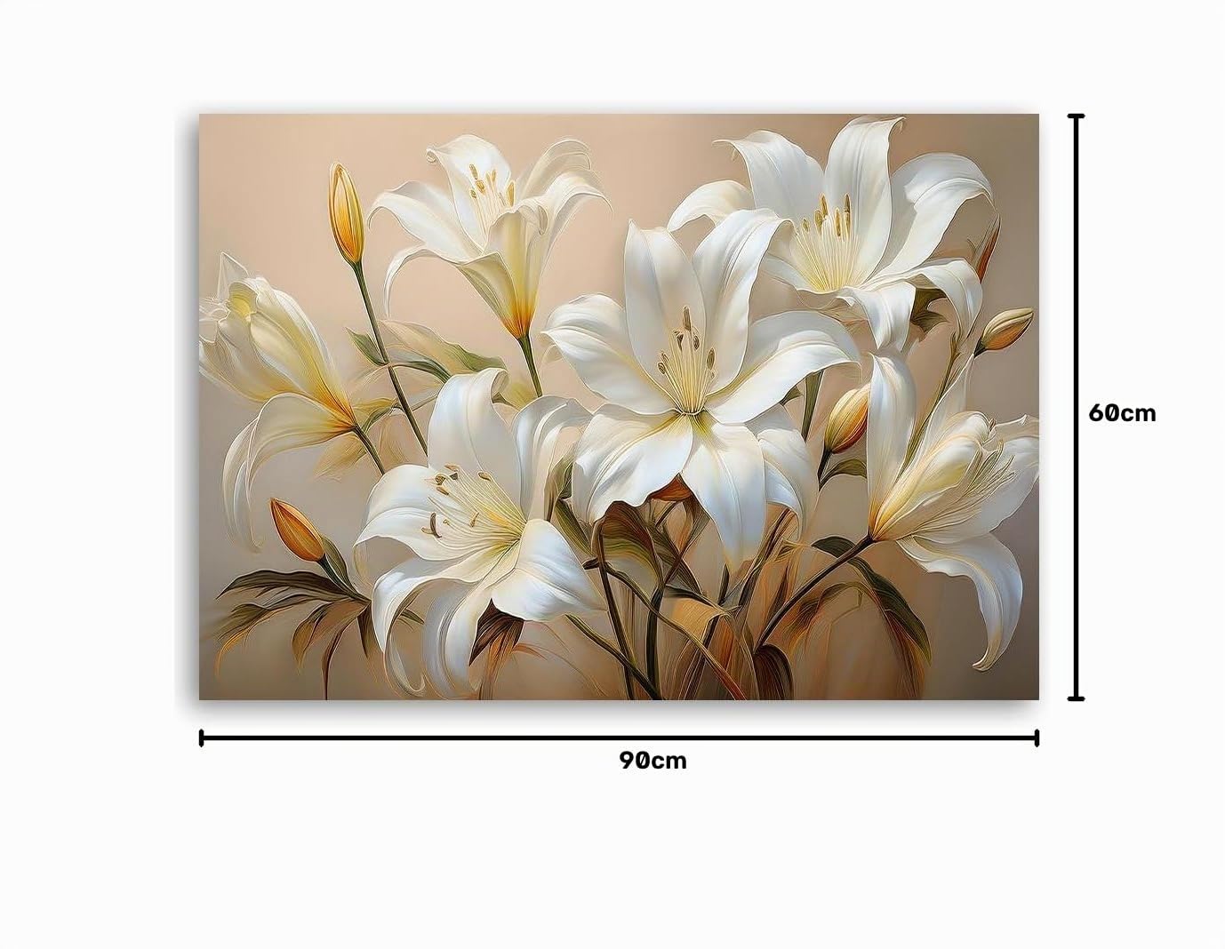 Feeby - Impression sur Toile - Deco Tableau Murale Intissé - Bouquet de lys blancs Fleurs Plantes - 90x60 1partie - Photo Peinture - Pour Chaque Pièce de Votre Appartement