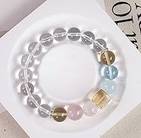 Vista 39 de Precious Gemstone Natural Crystal Healing Bracelet, Rutilated Quartz, Moonstone, Quartz Handmade Original Design Bracelet