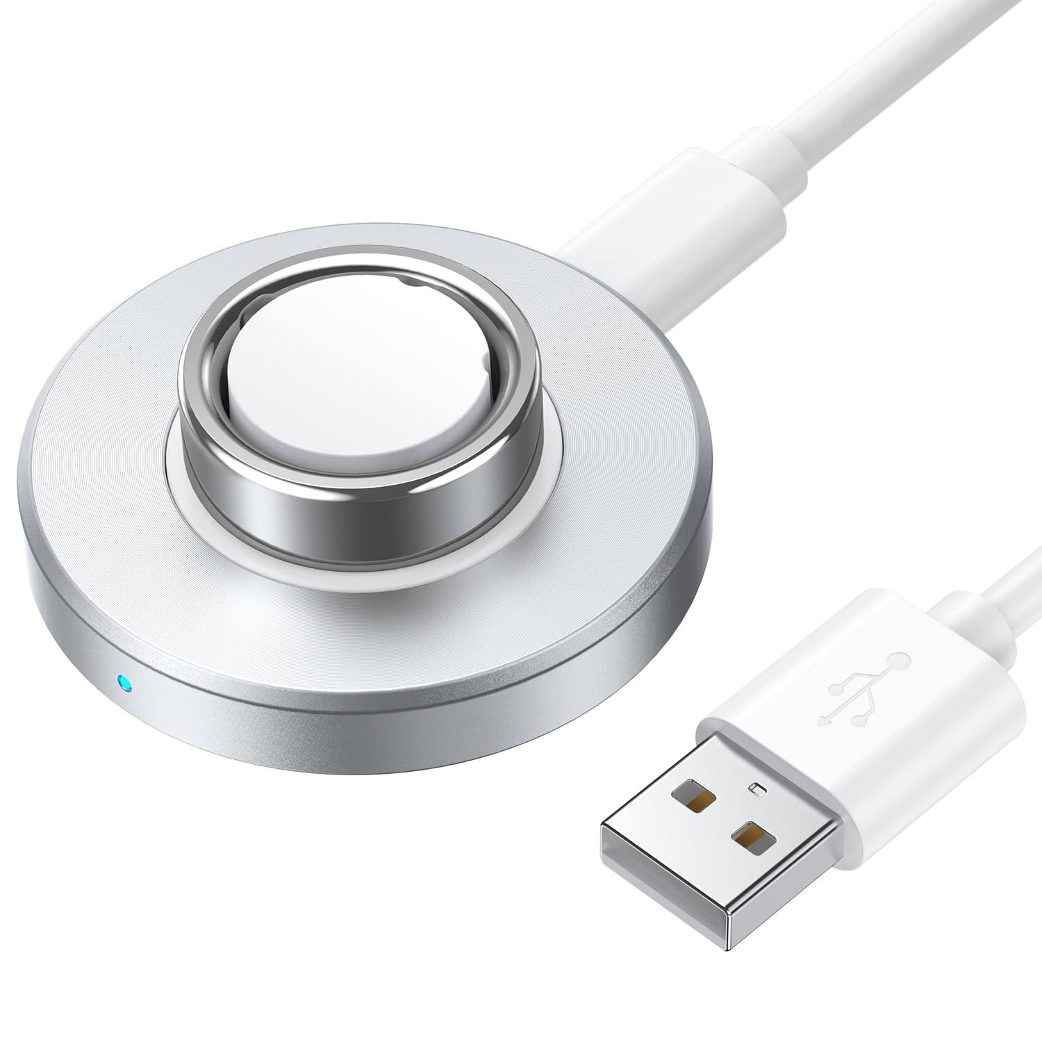 Compatible with Ring Gen 4 Charger - Size 9, Fast and Safe Charging Dock with USB-C Cable (Silver)