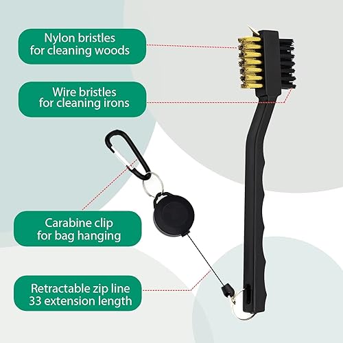 Miniatura 5 de ATTRACTIVE Juego de toallas de golf, toalla de golf y un cepillo de golf, toallas de microfibra con patrón de gofre, cepillos de golf con clip de