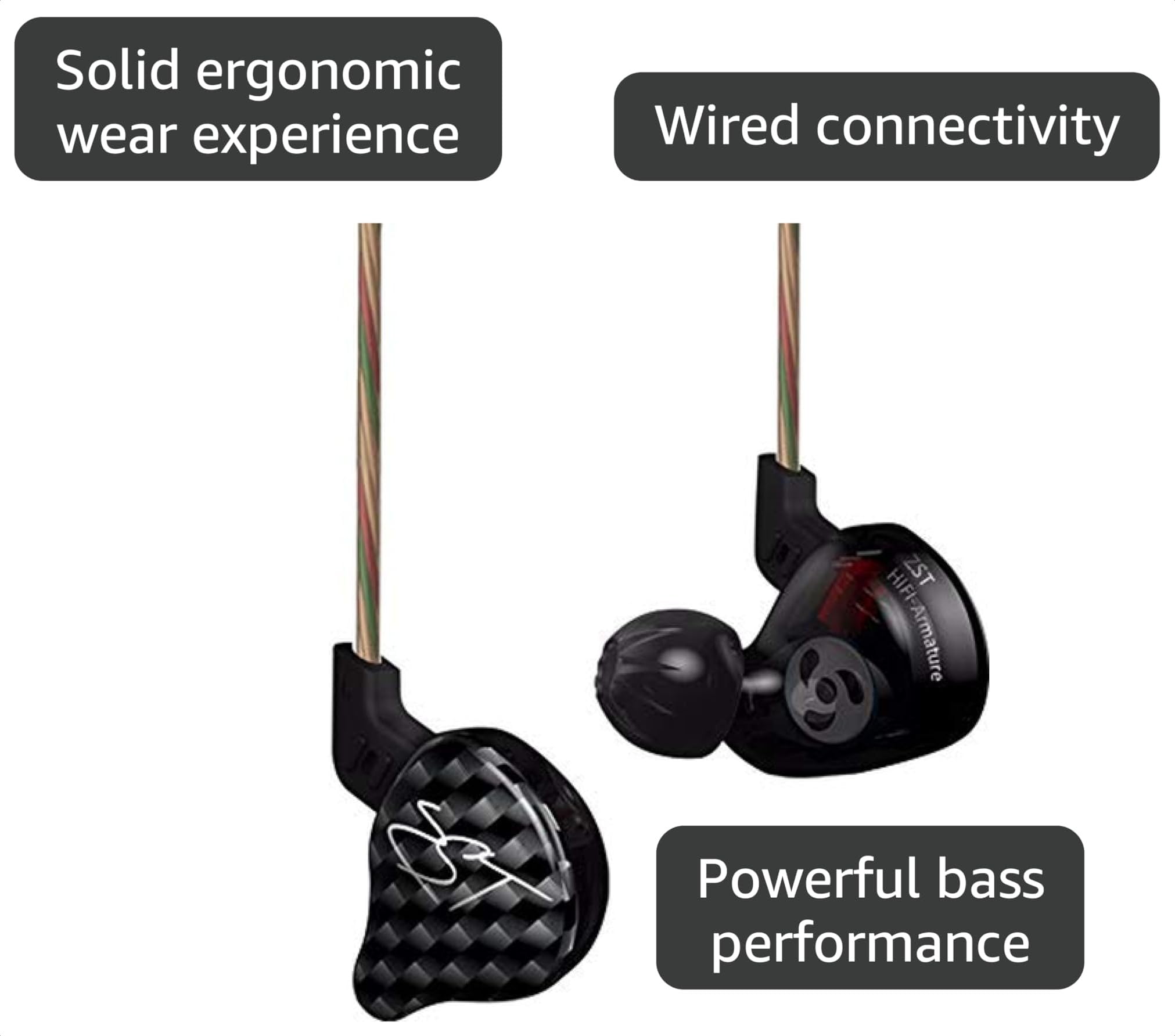 Amazon.com: KZ ZST Dynamic Hybrid Dual Driver in Ear Earphones