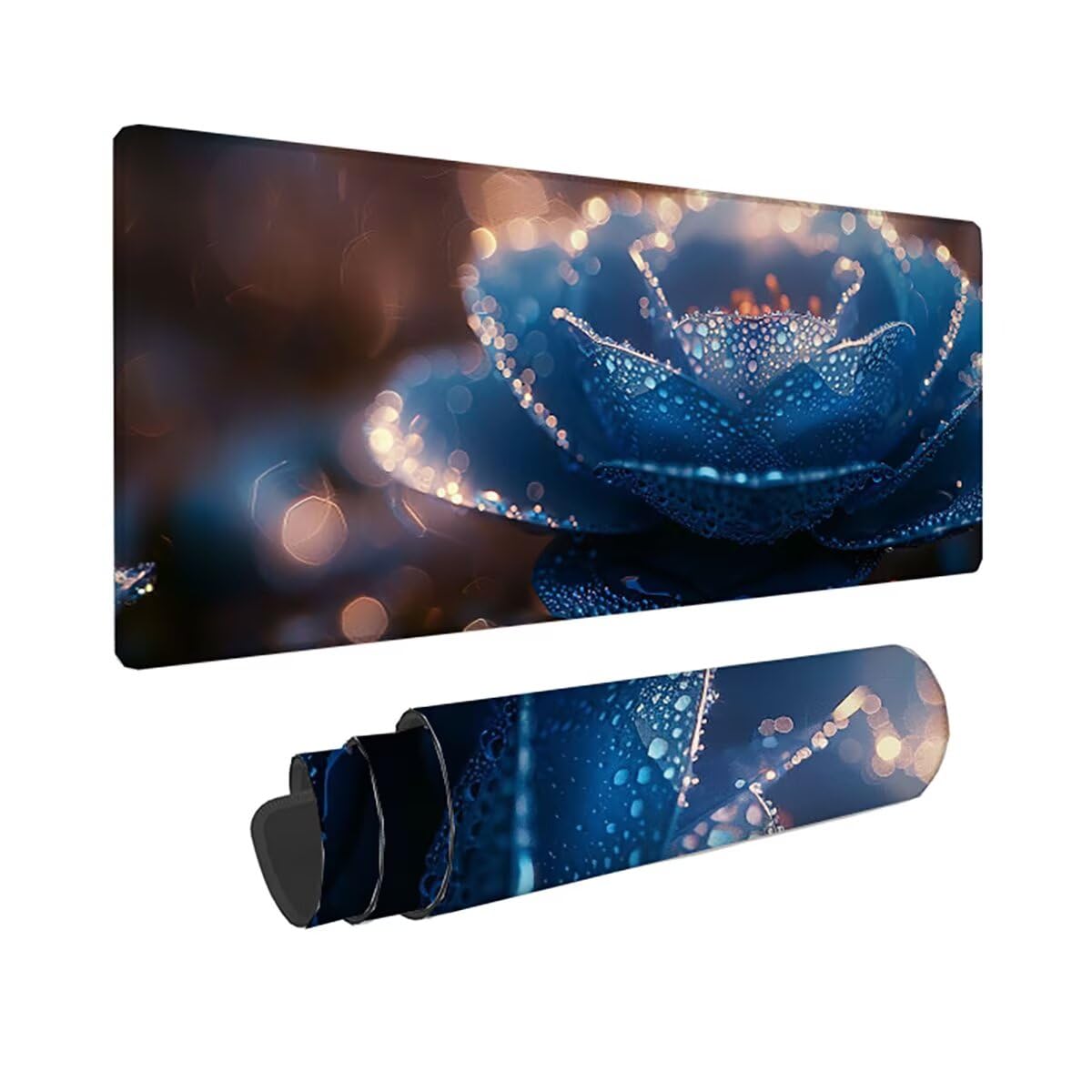 Alfombrilla Ratón Gaming XXL, Gaming Mouse Pad 1500x800x3mm, Protector Escritorio Antideslizante, Alfombrilla de Ratón Azul Flor Mousepad Grande, Tapete Raton para Jugadores de PC Oficina LMDT9060