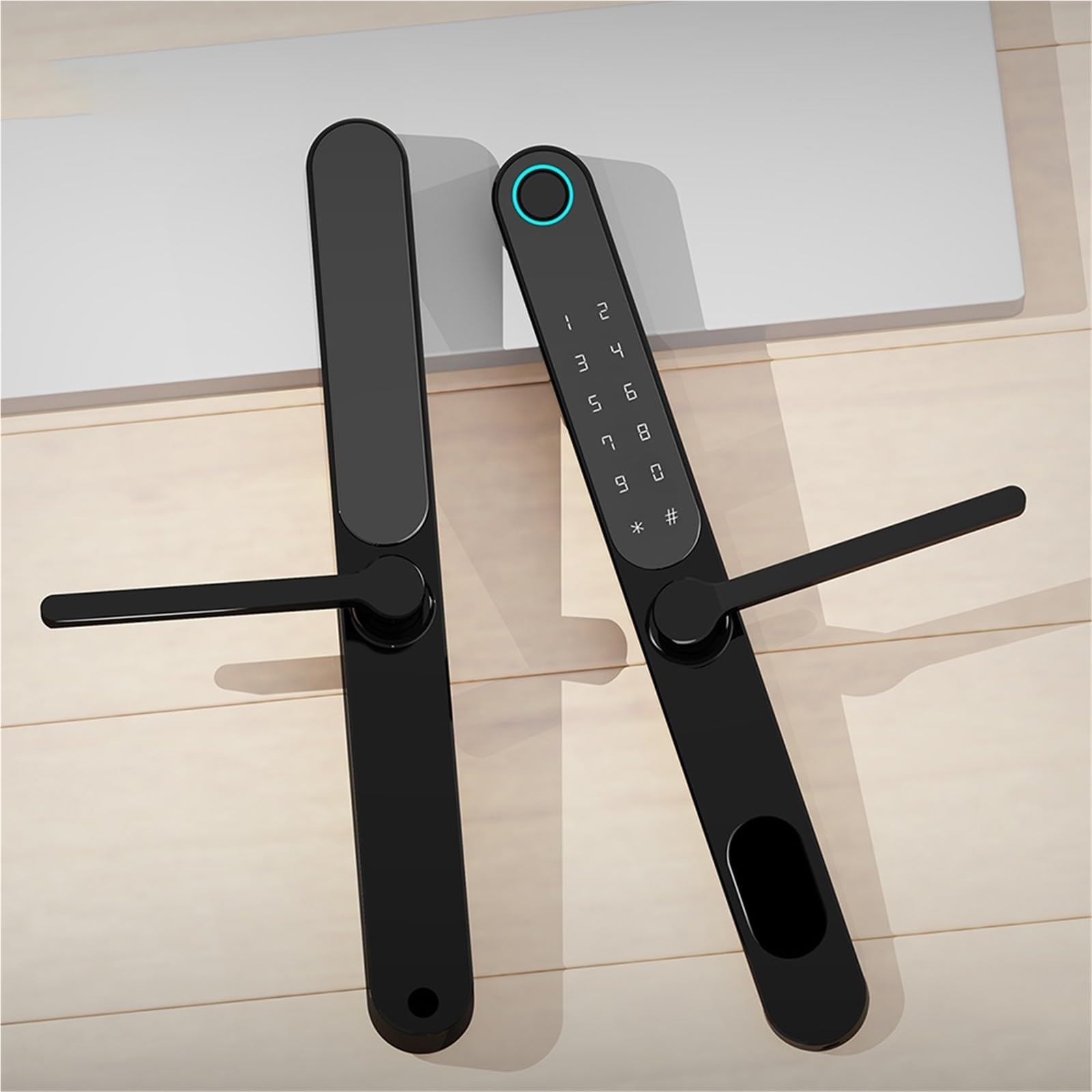 Cerradura Electronica, Cerradura de muesca inteligente sin llave for exteriores, resistente a la intemperie, de doble cara, con teclado Digital Bluetooth, cerradura de puerta de aluminio con huella da