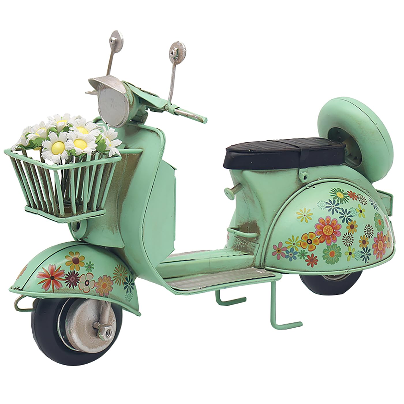 Lesser & Pavey Vintage Scooter Floral Green Shelf Ornaments for Vintage Room Decor and Home Decor | Vintage Decorations Gifts for Men & Women | Lovely Decorative Home Accessories — image 1