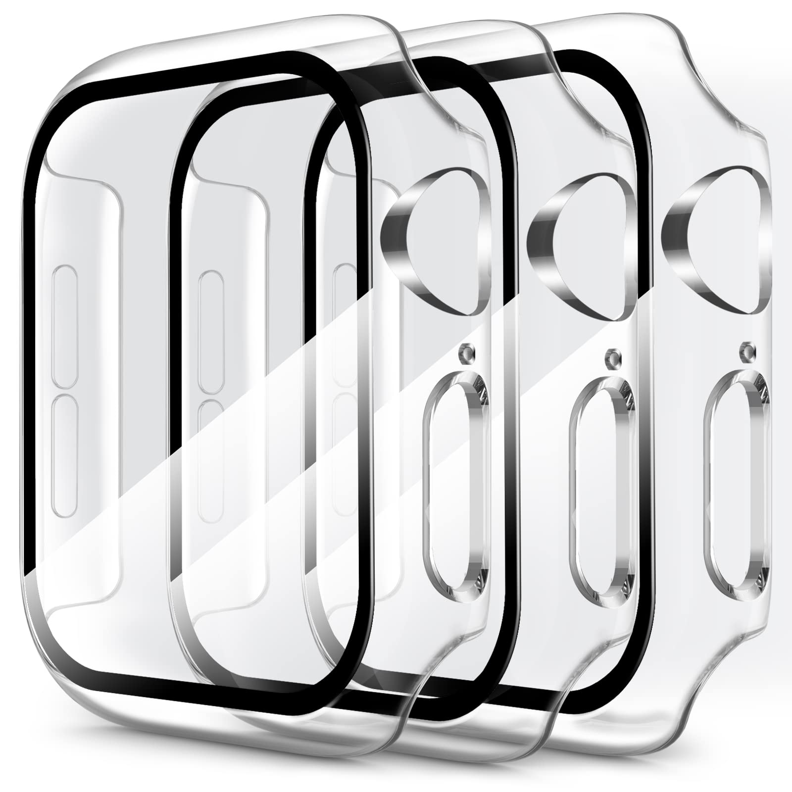 Mugust 3 Pack Case for Apple Watch Screen Protector 40mm SE Series 6 Series 5 Series 4, Hard PC Full Protective Cover with Tempered Glass for iWatch 40mm (Transparent, 3 Pack)