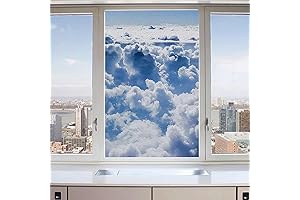 Omersa Privacy Window Film, Window Decal Sticker Natural Blue and White Cloud Pattern