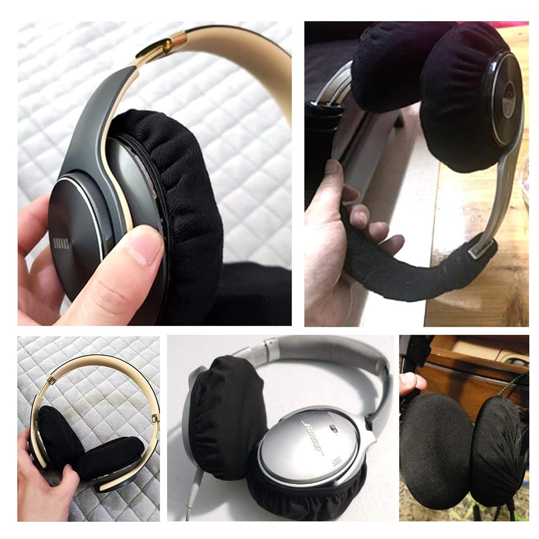 4 pezzi copri cuffie + 1 pezzo copri fascia per cuffie, cuscinetti auricolari lavabili per cuffie, copri fascia per cuffie, protezione dal sudore, per cuffie da 9-11 cm