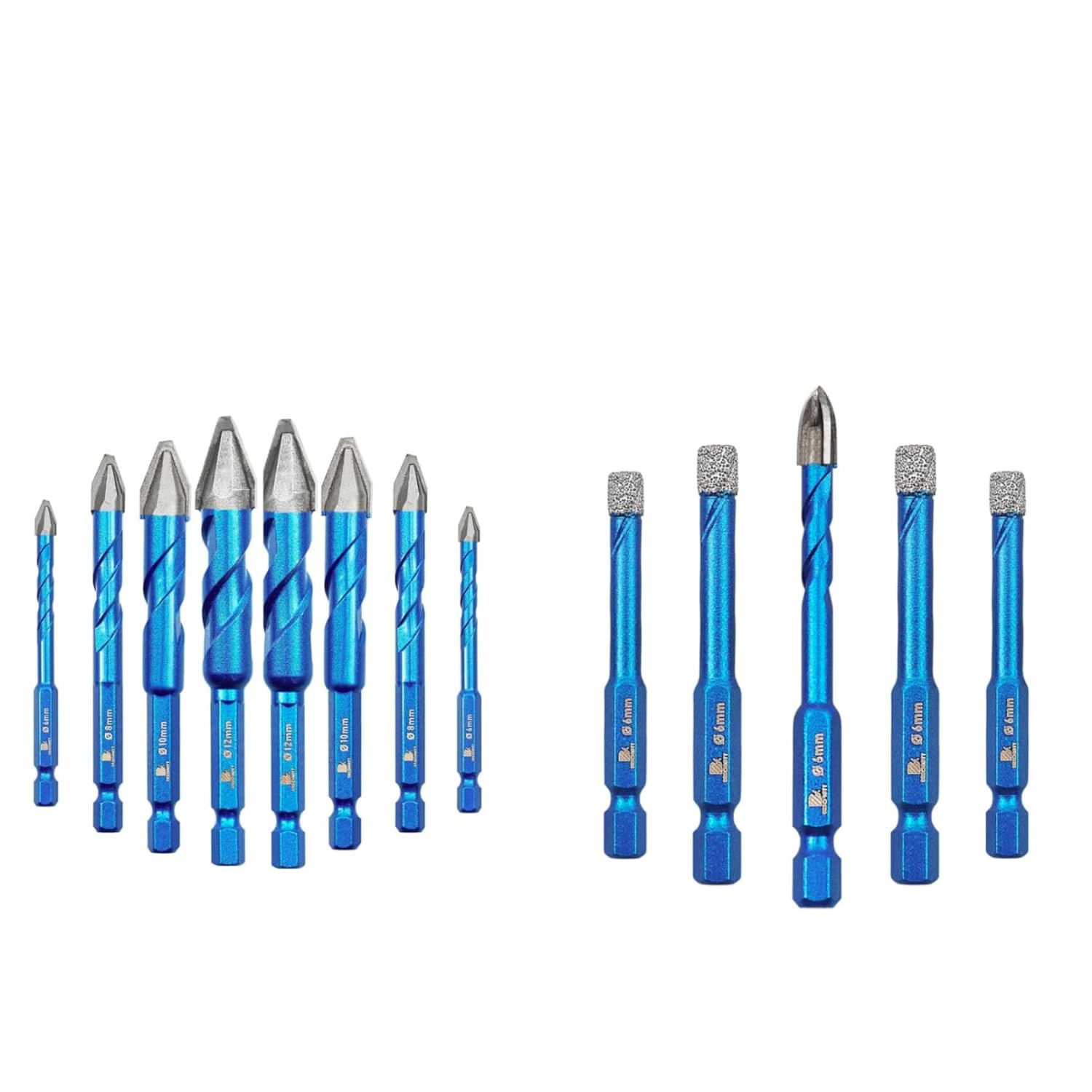 Head Eccentric Drill Bit and Diamond Drill Bit - BRSCHNITT 1/4 inch Masonry Drill Bits Set