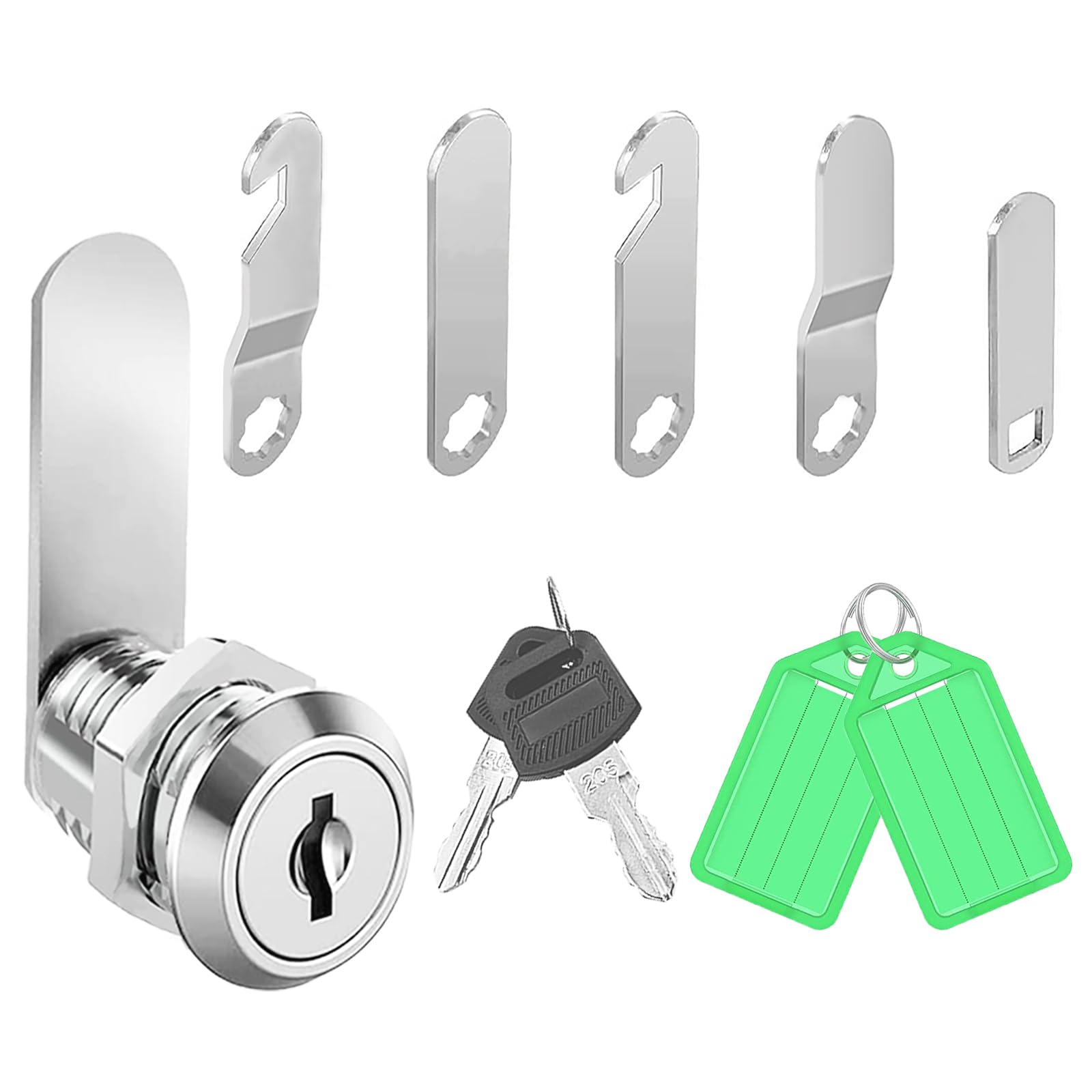 Mailbox Lock, 16 mm, Cam Lock, Comes with 5 Different Lock Plates and 2 Keys, Mailbox Lock, Cabinet Lock, Furniture Lock, Lever Lock for Cabinet Doors, Furniture