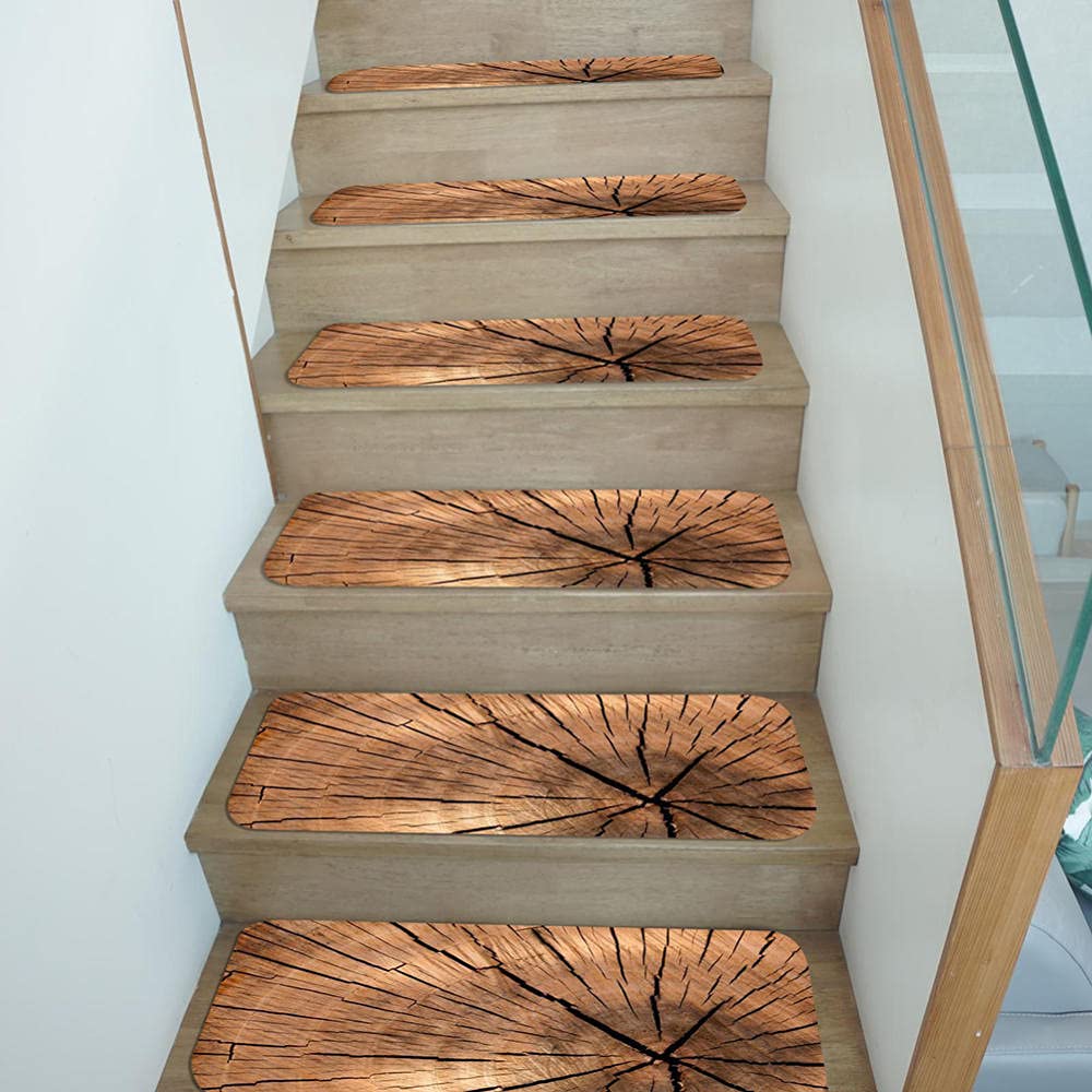 Huellas de Escalera Creativas?Alfombra Antideslizante,Corredores de Escalera Interior,Alfombras de Escalera Suaves y Acogedoras,Cubierta de Protección de Escalera Autoadhesiva Antideslizante