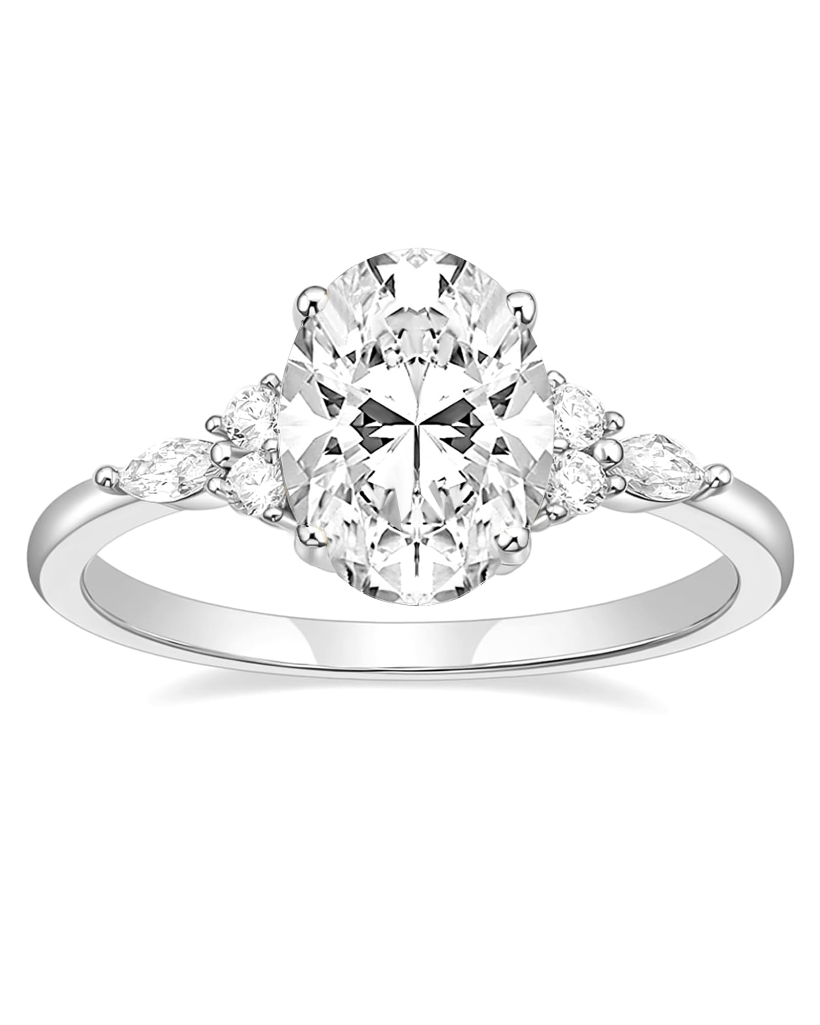 TIGRADE 3CT Engagement Ring Oval Cut Cubic Zirconia Marquise Round CZ Eternity Wedding Band for Women Size 3-12