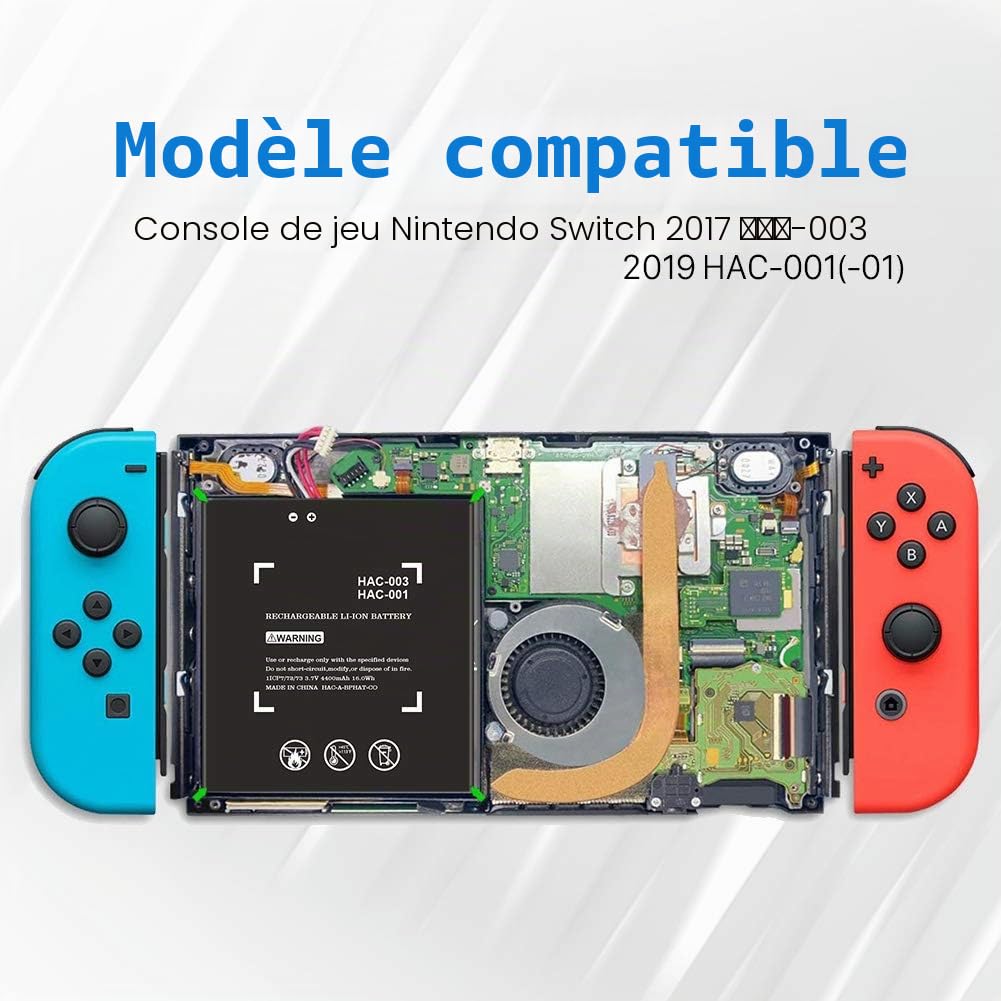 pour Batterie de Remplacement HAC-003 Compatible avec la Console de Jeu Nintendo Switch 2017 Batterie de Mise à Niveau Interne HAC-001 avec kit de réparation...