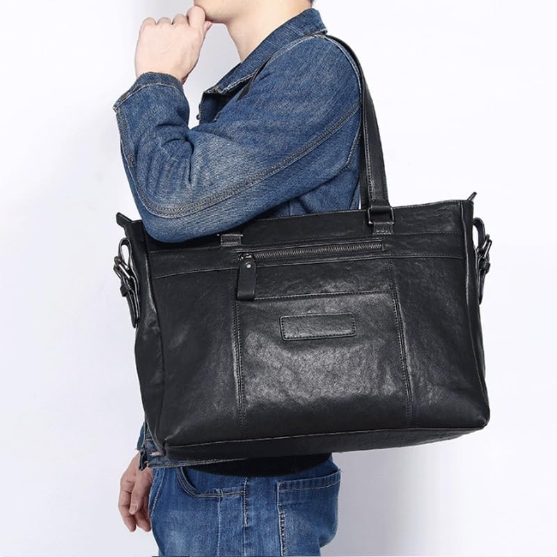 Leather Men's Handbag Casual Crossbody for Computer Business Commuting Briefcase
