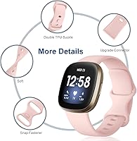 Vista 3 de Dirrelo Correas Compatibles con Fitbit Sense / Versa 3, Correa Deportiva de TPU Suave, Reemplazo para Correa de Muñeca de Smartwatch Versa 3 Sense
