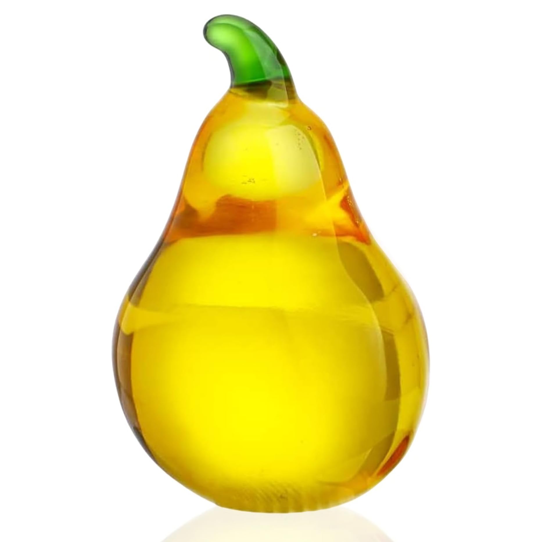 CAKEEYUM Pear Shape Crystal Glass Fruit Figurines Exquisite Fruit Decor for Home Kitchen Tabletop Centerpiece Ornaments