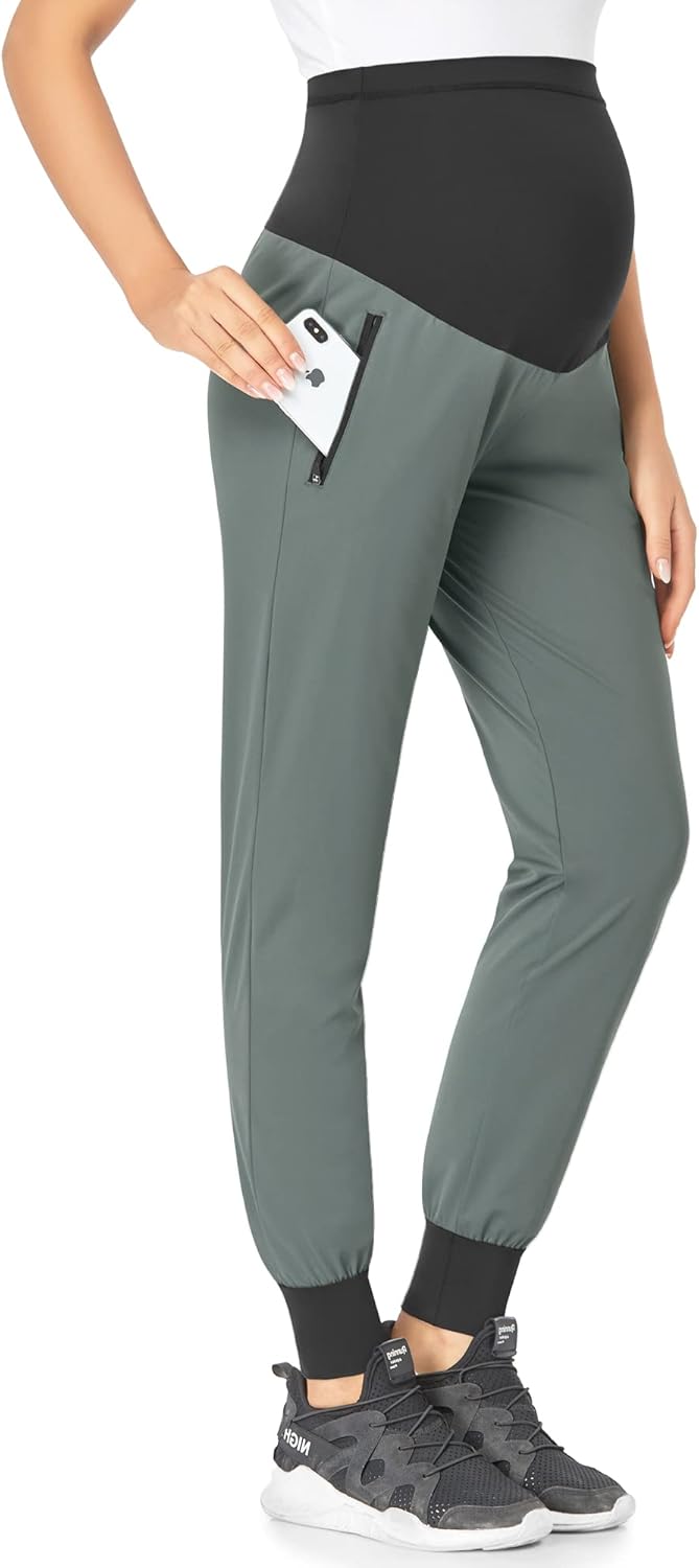 POSHGLAM Women's Maternity Joggers Casual Scrub Pants Quick-Dry Lightweight Active Pants