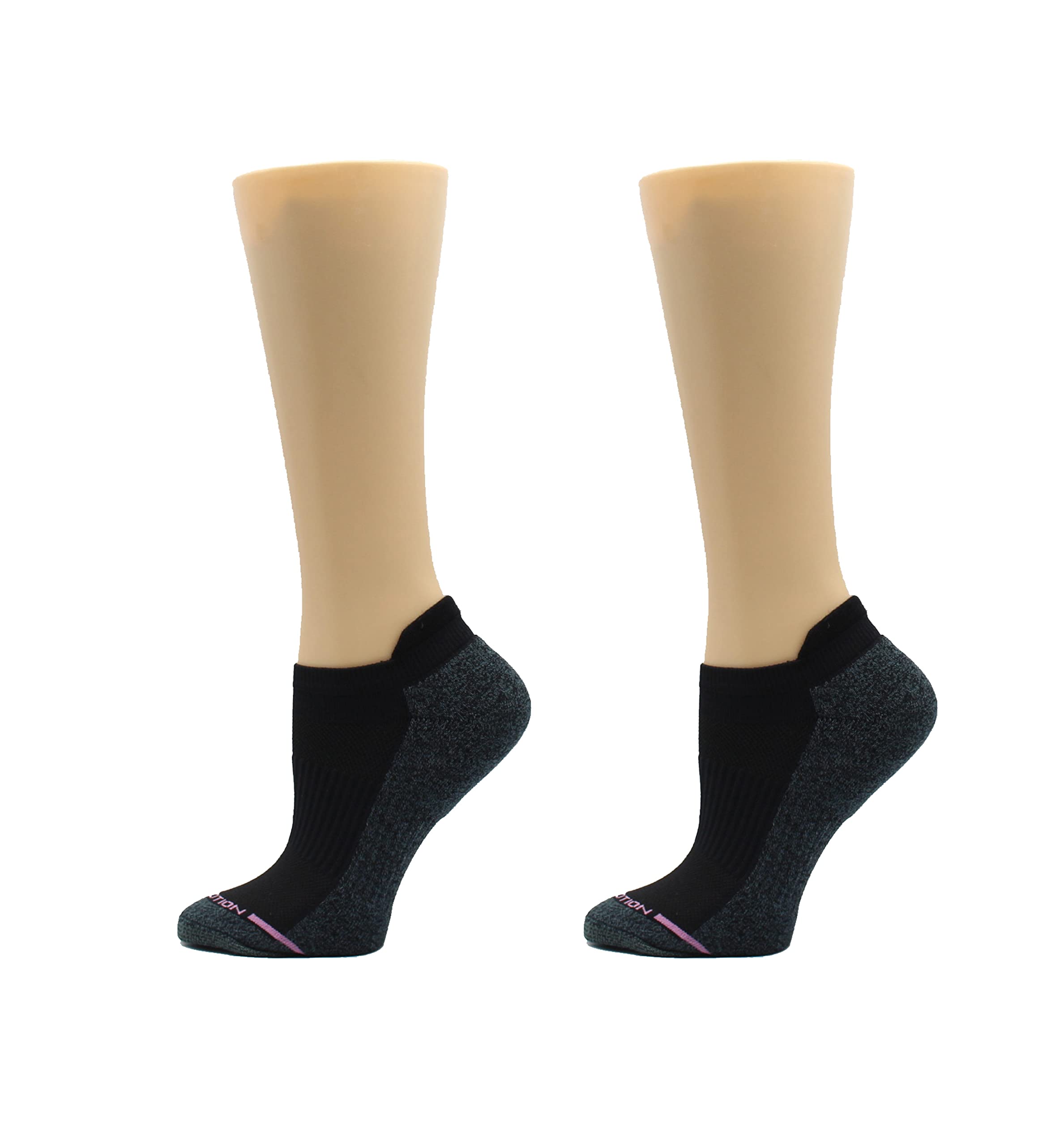 Dr. Motion Womens Ankle Socks 2 Pack, Low Cut Cushioned Compression Running Socks for Women, Arch Support, Seamless Toe