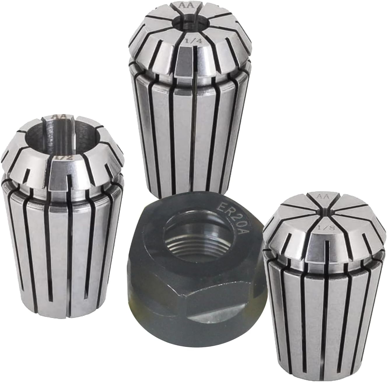 Luo ke ER20 Spring Collet Nut Set ER20 1/8'' + 1/4''+ 1/2'' Collet
