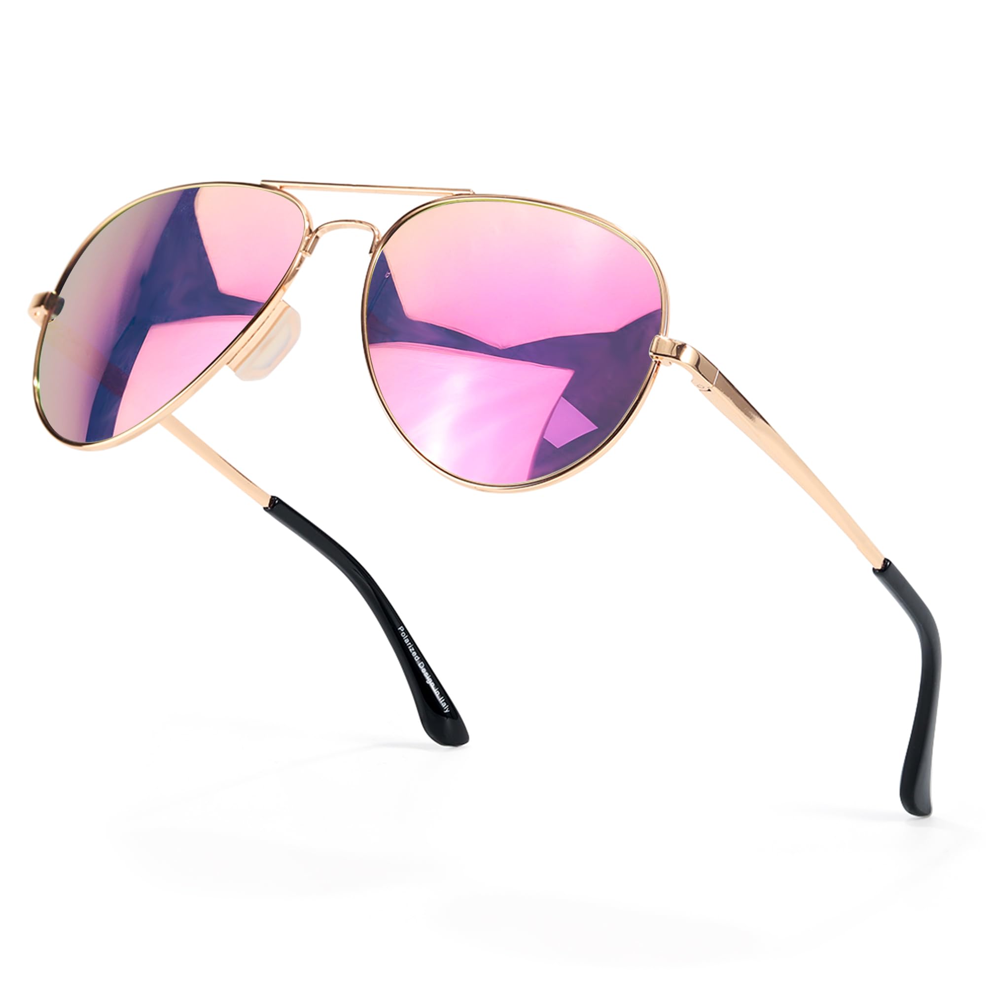 SIPHEW Womens Aviator Polarized Sunglasses - Oversized Mirrored Double Bridge Sunglasses w UV Protection for Women Men