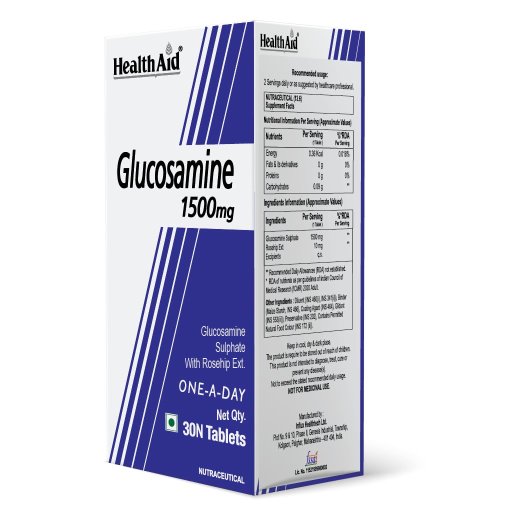 HealthAid Glucosamine Sulphate 1500mg – 30 Tablets | Supports Joint Health, Mobility & Flexibility | Helps Maintain Healthy Cartilage, Muscles & Ligaments | For Men & Women(Pack of 2) - Image 2 thumbnail
